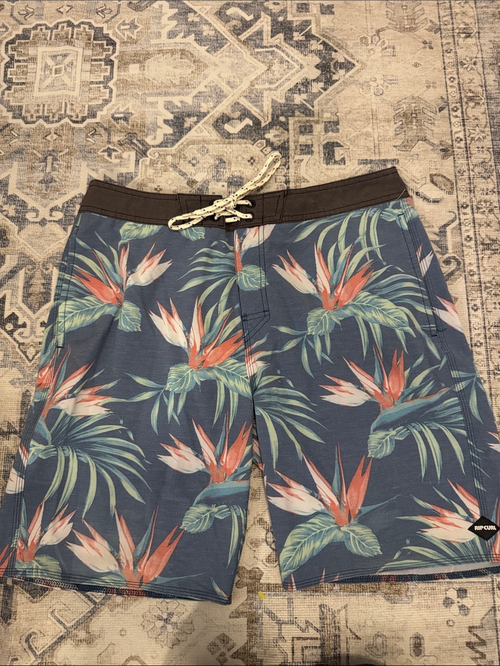 Rip Curl Layday Tropical Floral Boardshorts Men’s 31 Blue Swim Trunks